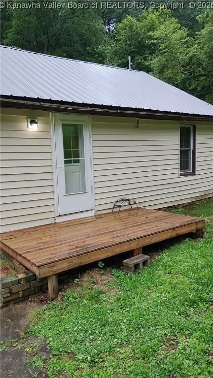 64 Haystack Ln, Charleston, WV 25311 - exterior space with metal roof and a wooden deck