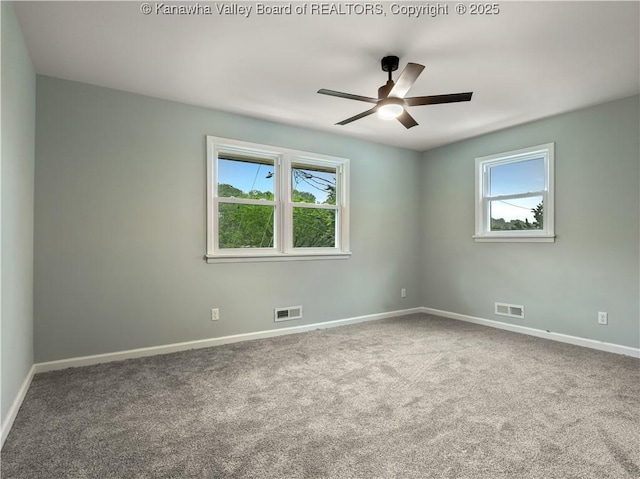 1255 Park Ave, Charleston, WV 25302 - spare room featuring a ceiling fan, carpet flooring, and baseboards