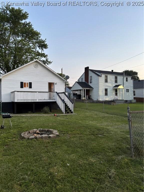 3120 5th Ave, Charleston, WV 25312 - view of yard featuring a fire pit and a wooden deck