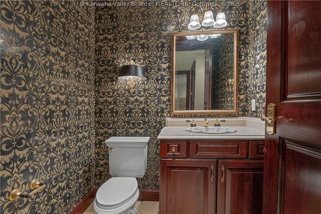 230 Quarry Rdg E, Charleston, WV 25304 - bathroom featuring wallpapered walls, toilet, and vanity