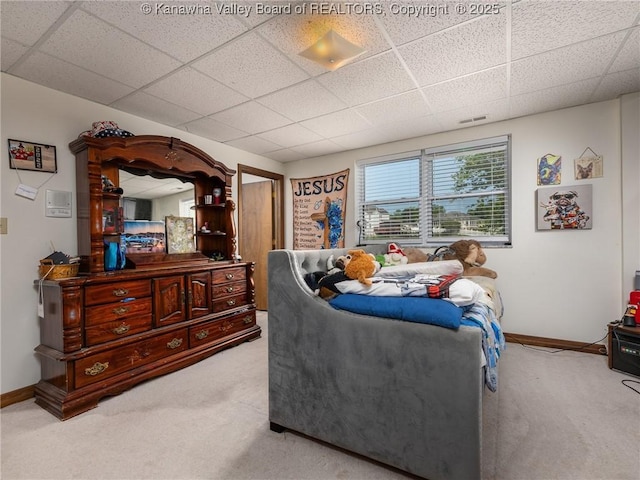 123 Brooke St, Culloden, WV 25510 - bedroom featuring light colored carpet, a drop ceiling, and baseboards