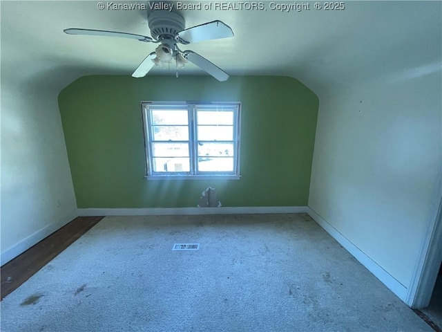 57 Barrett Cir, Wharton, WV 25208 - additional living space featuring lofted ceiling, a ceiling fan, baseboards, and carpet flooring