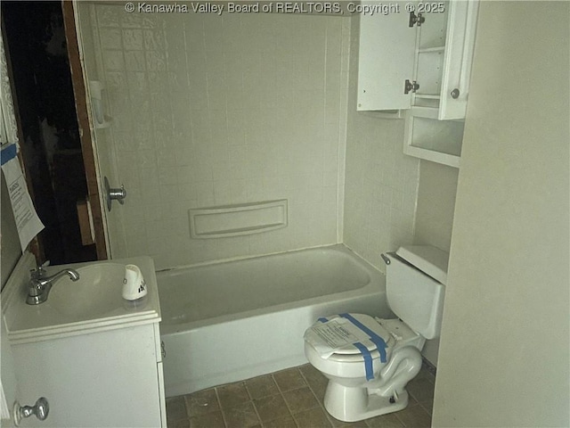 57 Barrett Cir, Wharton, WV 25208 - bathroom featuring toilet, vanity, and shower / tub combination