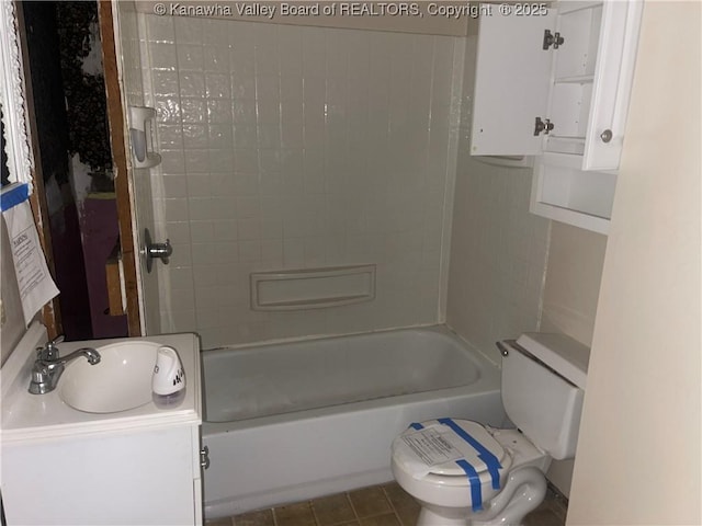 57 Barrett Cir, Wharton, WV 25208 - bathroom with toilet, vanity, and bathtub / shower combination