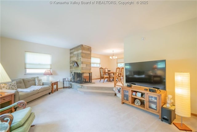 868 Alta Rd, Charleston, WV 25314 - living area with a chandelier, carpet floors, and baseboards