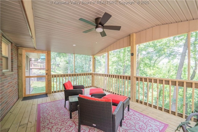 868 Alta Rd, Charleston, WV 25314 - wooden terrace featuring ceiling fan and outdoor dining space