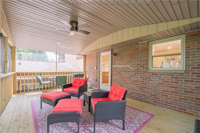 868 Alta Rd, Charleston, WV 25314 - wooden deck with an outdoor hangout area and ceiling fan
