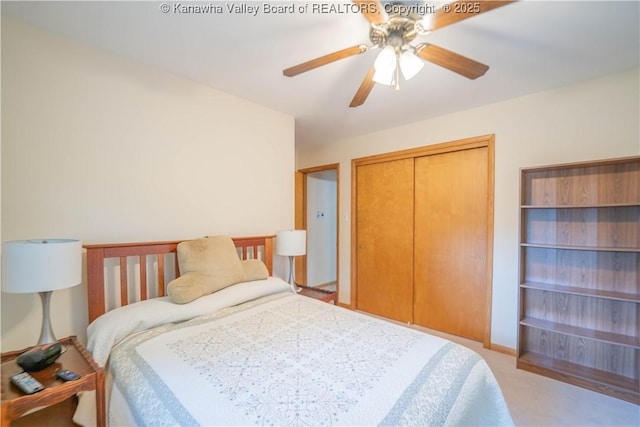 868 Alta Rd, Charleston, WV 25314 - bedroom with a closet, ceiling fan, and light carpet