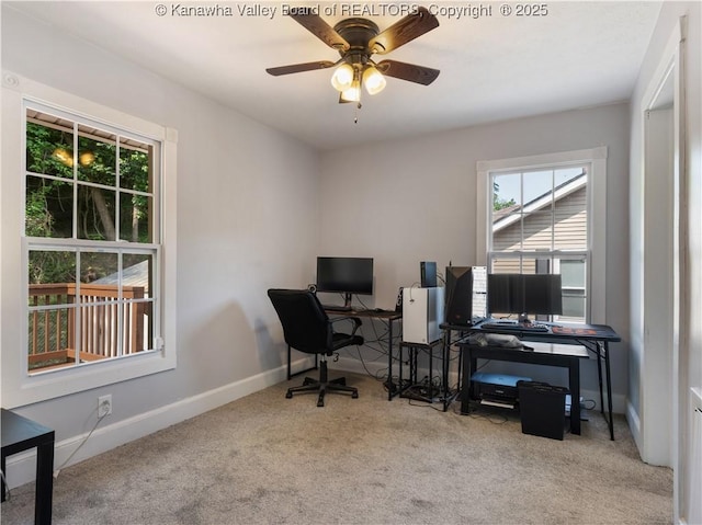 2116 21st St, Nitro, WV 25143 - office with carpet flooring, plenty of natural light, a ceiling fan, and baseboards