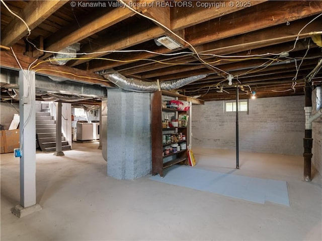 2116 21st St, Nitro, WV 25143 - below grade area featuring stairs and washer / clothes dryer