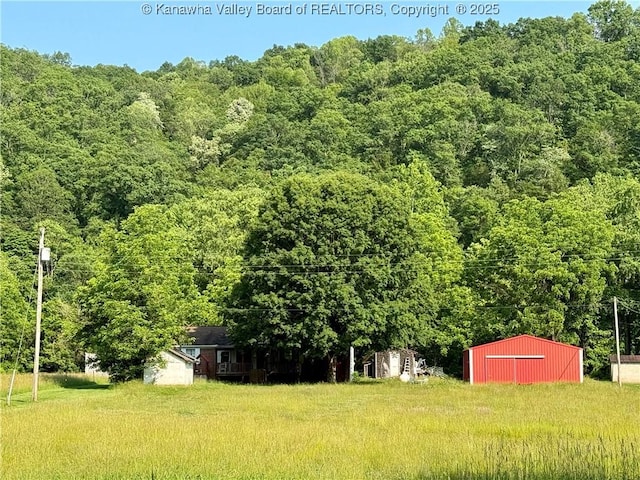 3112 Cicerone Rd, Charleston, WV 25320 - view of yard with an outbuilding and a wooded view