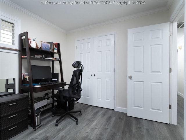 1911 Washington Ave, Saint Albans, WV 25177 - office featuring dark wood-type flooring, ornamental molding, and baseboards