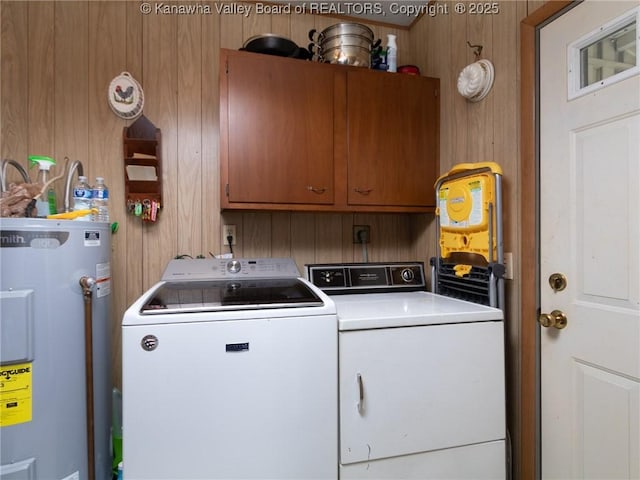 1911 Washington Ave, Saint Albans, WV 25177 - laundry room with water heater, separate washer and dryer, wooden walls, and cabinet space