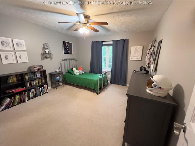 90 Brooke St, Culloden, WV 25510 - bedroom featuring light carpet, a textured ceiling, ceiling fan, and baseboards