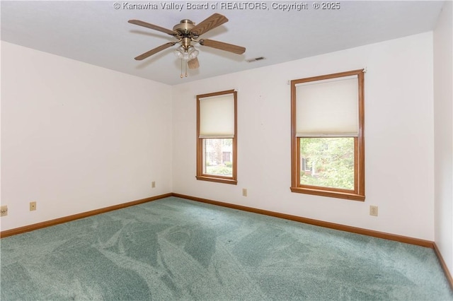 112 Willowood Cir, Hurricane, WV 25526 - empty room featuring carpet flooring, baseboards, and a ceiling fan