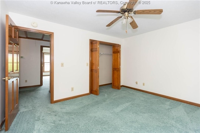 112 Willowood Cir, Hurricane, WV 25526 - unfurnished bedroom featuring light carpet, baseboards, a closet, and ceiling fan