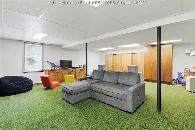 3021 Sansom Ct, Milton, WV 25541 - carpeted living room with a paneled ceiling