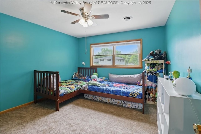 3021 Sansom Ct, Milton, WV 25541 - carpeted bedroom with a ceiling fan and baseboards