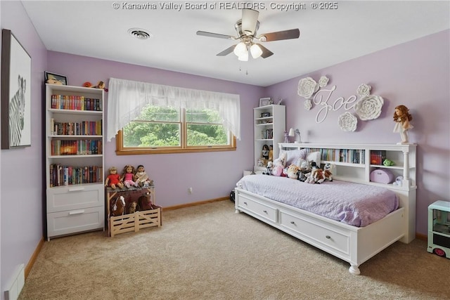 3021 Sansom Ct, Milton, WV 25541 - bedroom featuring carpet floors, baseboards, and a ceiling fan