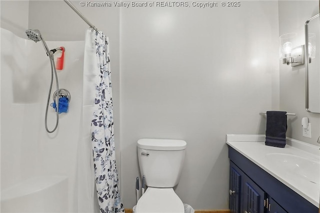 3021 Sansom Ct, Milton, WV 25541 - full bathroom with vanity, a shower with curtain, and toilet