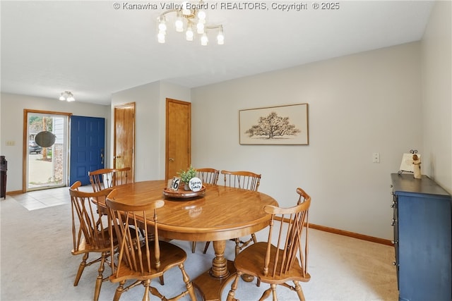3021 Sansom Ct, Milton, WV 25541 - dining space with light colored carpet and baseboards
