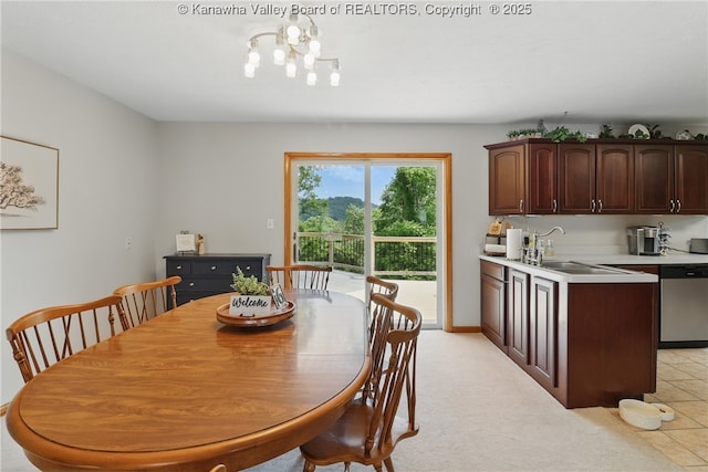 3021 Sansom Ct, Milton, WV 25541 - dining area featuring a chandelier