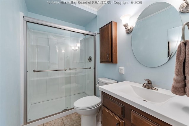 424 Porter Rd, Charleston, WV 25314 - bathroom featuring vanity, toilet, and a stall shower