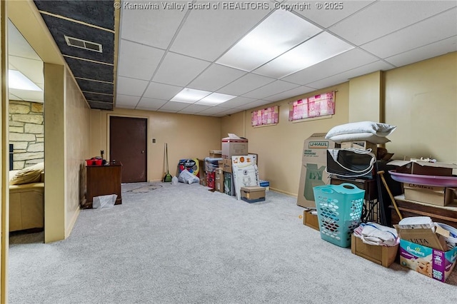 424 Porter Rd, Charleston, WV 25314 - finished basement featuring carpet floors and a drop ceiling