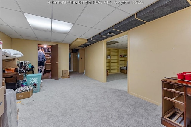 424 Porter Rd, Charleston, WV 25314 - finished below grade area featuring carpet flooring and a paneled ceiling