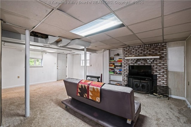 1539 Clark Rd, Charleston, WV 25314 - carpeted living room featuring plenty of natural light, a drop ceiling, and baseboards
