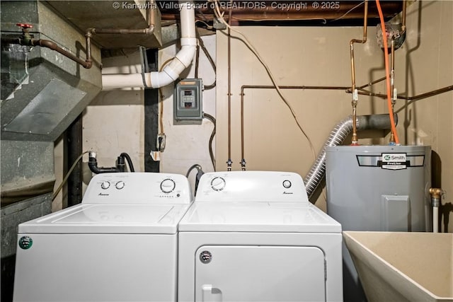 1539 Clark Rd, Charleston, WV 25314 - laundry room with washer and clothes dryer and water heater