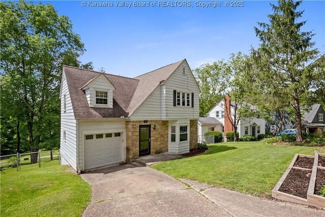 1539 Clark Rd, Charleston, WV 25314 - view of front of property with stone siding, concrete driveway, roof with shingles, and a garage