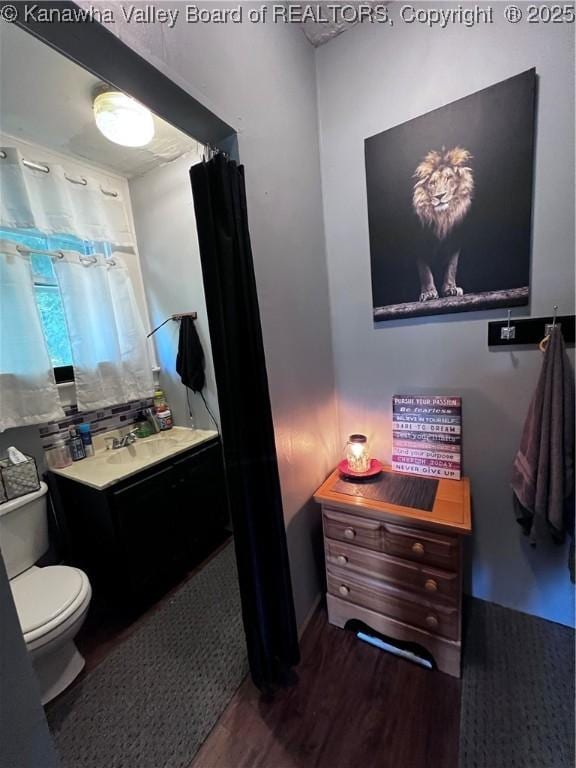 160 Davis St, Huntington, WV 25705 - full bath with toilet, wood finished floors, and vanity