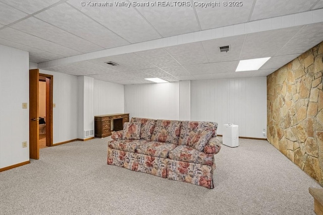 169 Burning Springs Dr, Belle, WV 25015 - living area with carpet floors, a paneled ceiling, and baseboards