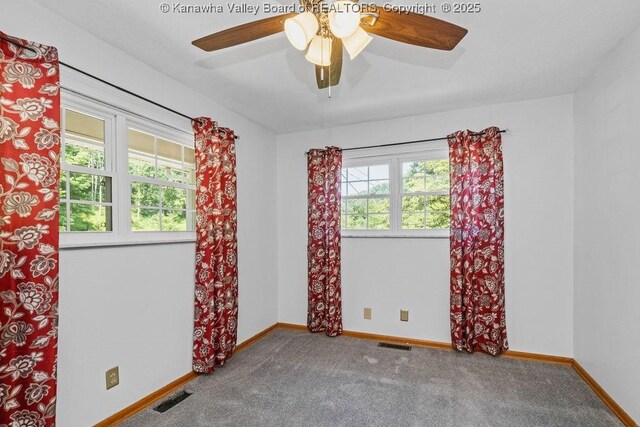 169 Burning Springs Dr, Belle, WV 25015 - spare room with carpet, a ceiling fan, and baseboards