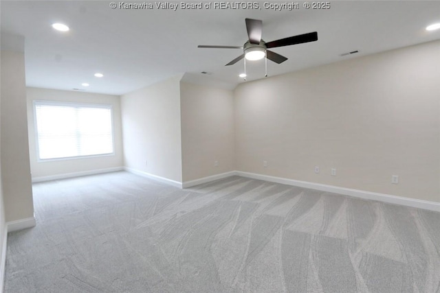 4210 Fairway Xing, South Charleston, WV 25309 - spare room featuring light carpet, baseboards, recessed lighting, and ceiling fan