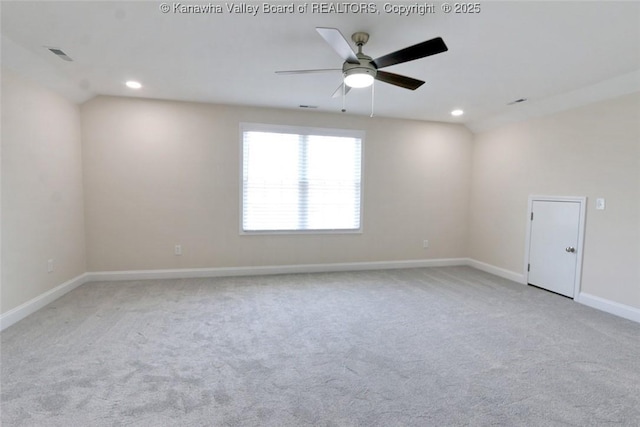 4210 Fairway Xing, South Charleston, WV 25309 - spare room featuring light carpet, recessed lighting, ceiling fan, and baseboards