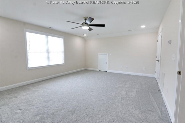 4210 Fairway Xing, South Charleston, WV 25309 - carpeted empty room with ceiling fan, baseboards, and recessed lighting