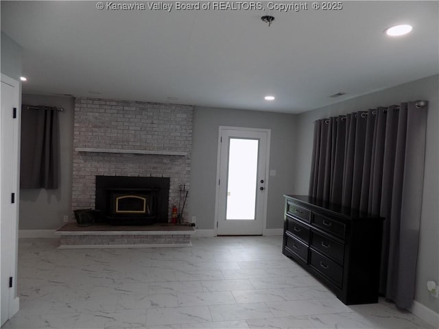 1004 E Riverview Dr, Belle, WV 25015 - unfurnished living room with light marble finish flooring and recessed lighting