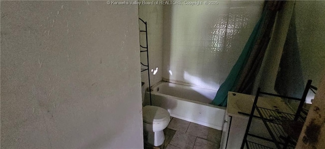 1214 Upper Vine St, Charleston, WV 25302 - full bath featuring toilet, shower / bathtub combination, a textured wall, and tile patterned flooring