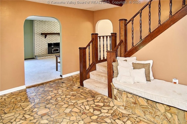 124 Morningside Dr, Elkview, WV 25071 - stairway featuring stone floors and arched walkways