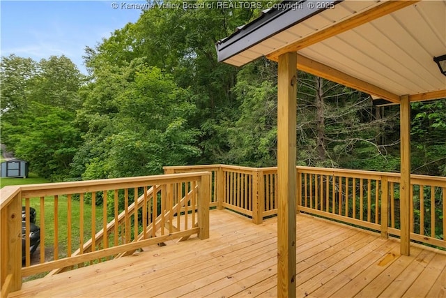 3742 Greenview Rd, South Charleston, WV 25309 - wooden terrace featuring a shed