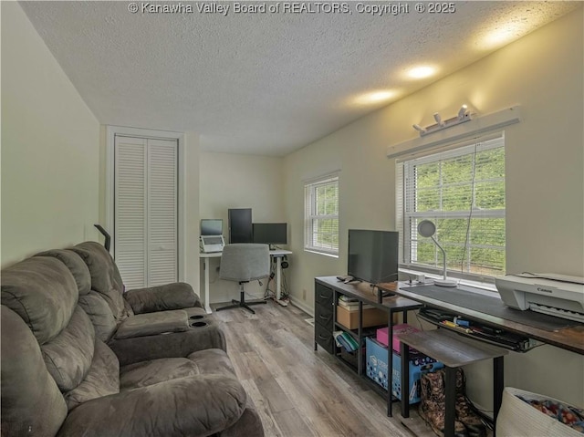 3742 Greenview Rd, South Charleston, WV 25309 - office with wood finished floors and a textured ceiling