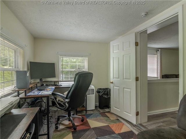 3742 Greenview Rd, South Charleston, WV 25309 - office area with a textured ceiling and wood finished floors