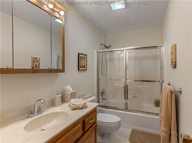 53 Wildrose Ln, Scott Depot, WV 25560 - bathroom with vanity, shower / bath combination with glass door, and tile patterned floors