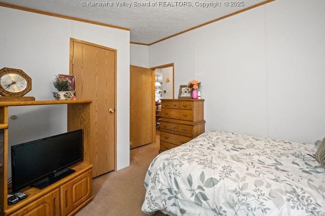 2873 Oak Hill Ridge Rd, Bomont, WV 25030 - carpeted bedroom with ornamental molding and a textured ceiling