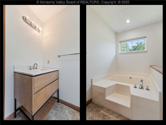 1571 Thistlewood Cir, Hurricane, WV 25526 - full bathroom featuring a garden tub and vanity