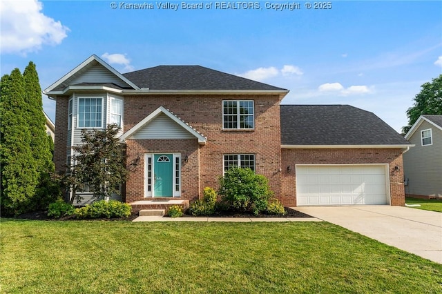 1571 Thistlewood Cir, Hurricane, WV 25526 - traditional-style house with brick siding, a garage, and concrete driveway