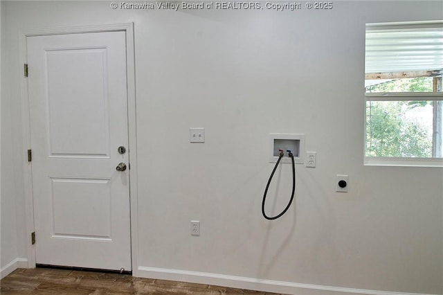 911 Dupont Ave, Nitro, WV 25143 - laundry area with washer hookup, electric dryer hookup, and wood finished floors
