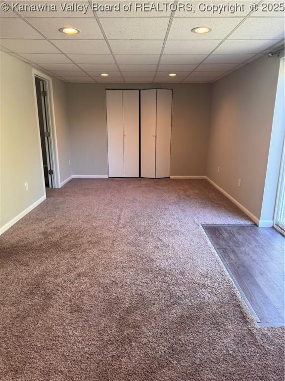 3007 Sansom Ct, Milton, WV 25541 - carpeted spare room featuring a drop ceiling and recessed lighting